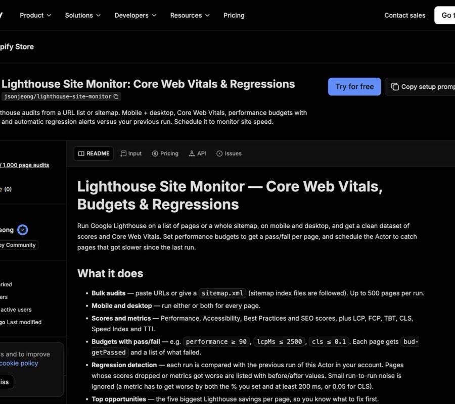 Apify speed monitor