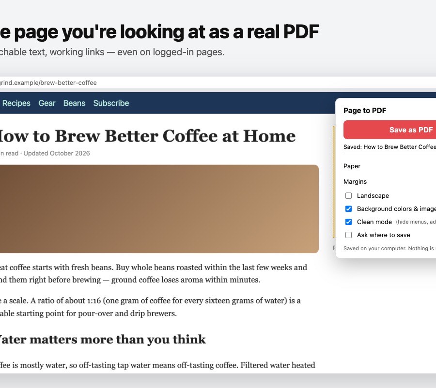 Page to PDF